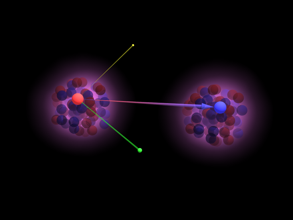 Schéma illustrant la radioactivité β, réaction régie par la force nucléaire faible